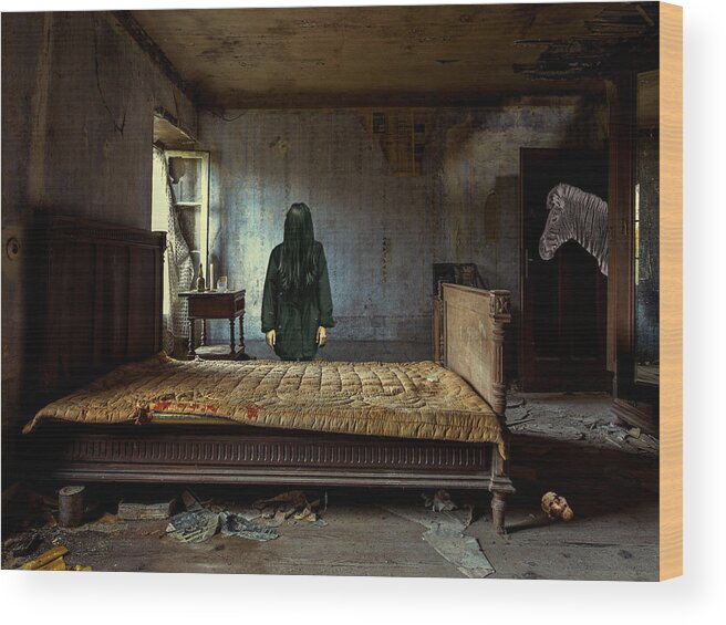 Surreal Wood Print featuring the digital art Bedroom by Chuck Mountain