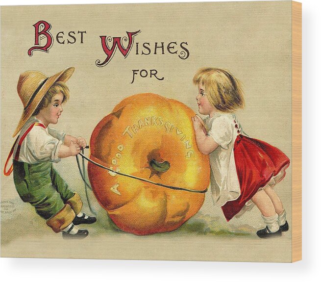 Wishes Wood Print featuring the digital art Best Wishes for Thanksgiving by Long Shot