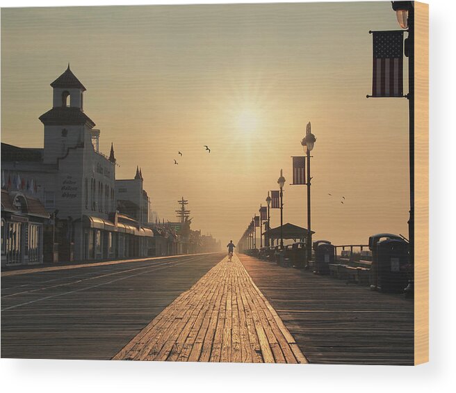 Bicycle Wood Print featuring the photograph Bicycle Boardwalk by Lori Deiter
