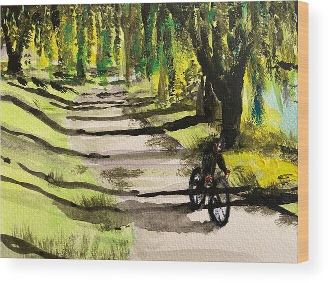 Bicycle Wood Print featuring the painting Bicycle Trail by Larry Whitler