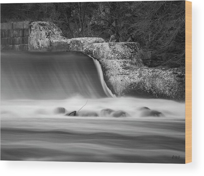 Abstract Wood Print featuring the photograph Blackstone River XLV BW by David Gordon