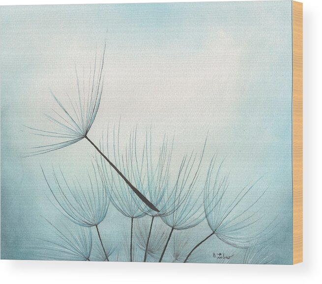 Dandelions Wood Print featuring the painting Blowin' In The Wind by Bob Labno