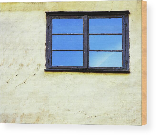 Minimalist Wood Print featuring the photograph Blue Sky Reflecttions - Cesky Krumlov by Rick Locke - Out of the Corner of My Eye