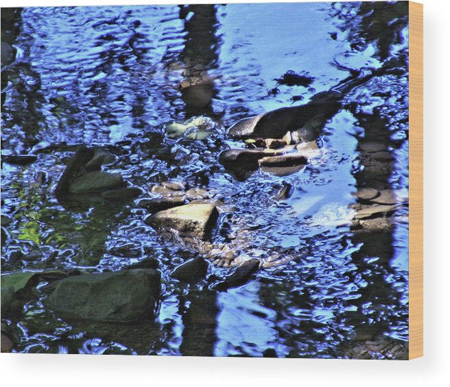 Stream Wood Print featuring the photograph Blue Water in the Stream by Christopher Reed