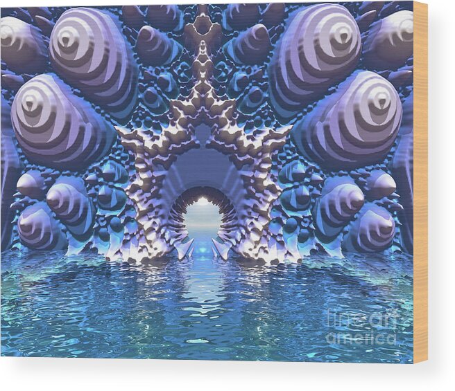 Digital Art Wood Print featuring the digital art Blue Water Passage by Phil Perkins