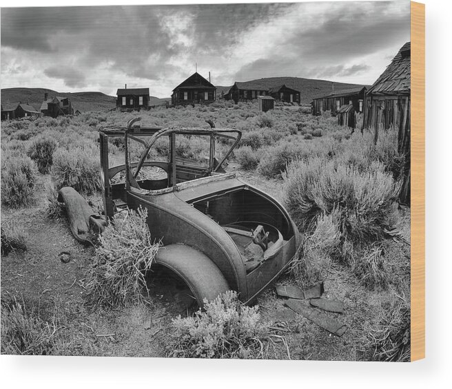 Black And White Wood Print featuring the photograph Bodie California BW 2 by Leland D Howard