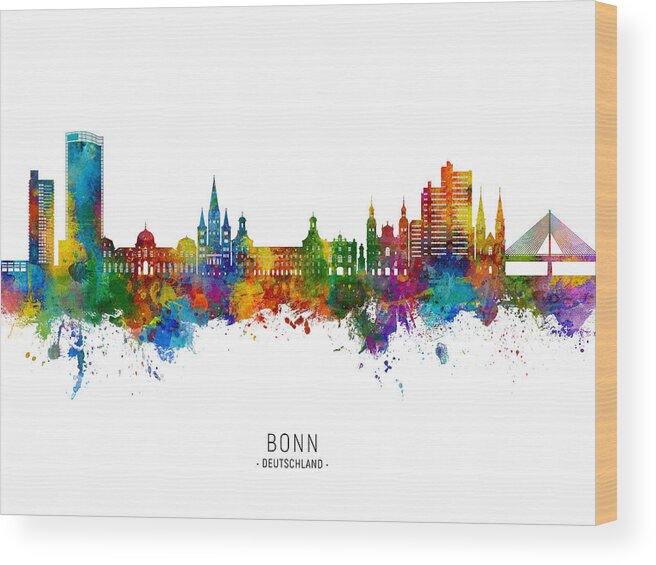Bonn Wood Print featuring the digital art Bonn Germany Skyline #28 by Michael Tompsett