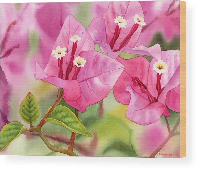 Bougainvillea Wood Print featuring the painting Bougainvillea by Espero Art
