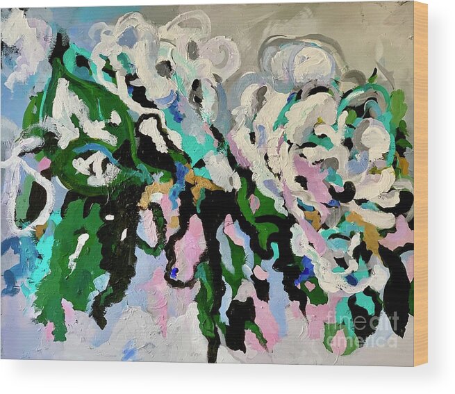 Abstract Flowers Wood Print featuring the painting Bridal Bouquet by Patsy Walton