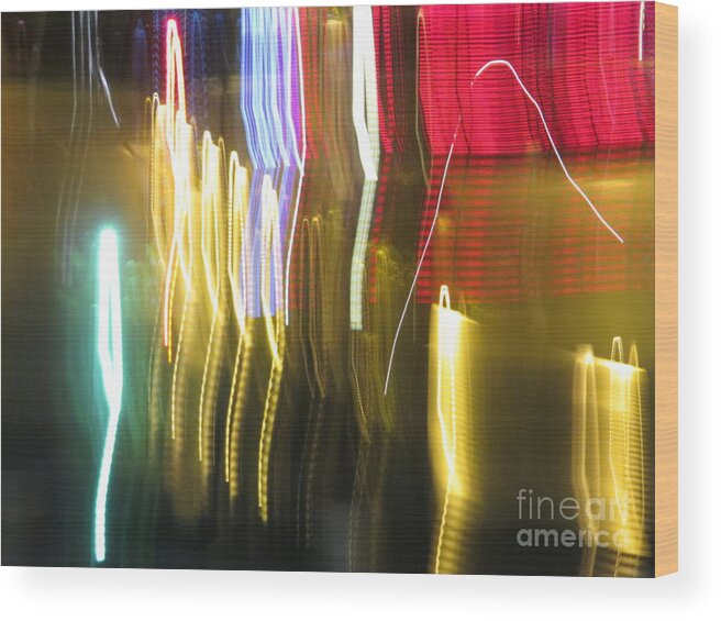 Abstract Wood Print featuring the photograph Bright Lights by World Reflections By Sharon