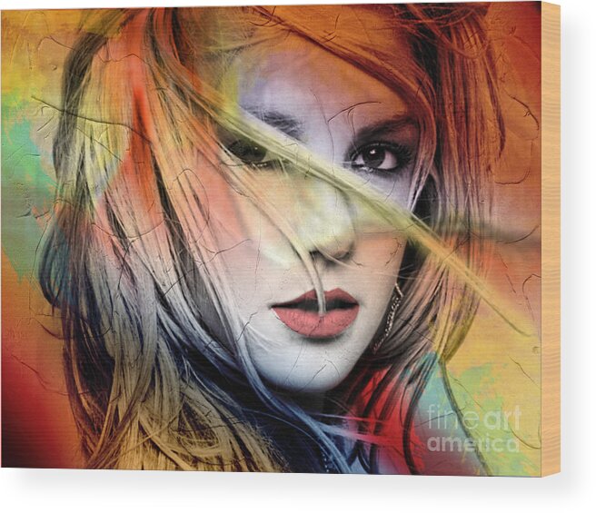 Britney Spears Wood Print featuring the painting Britney Spears by Mark Ashkenazi