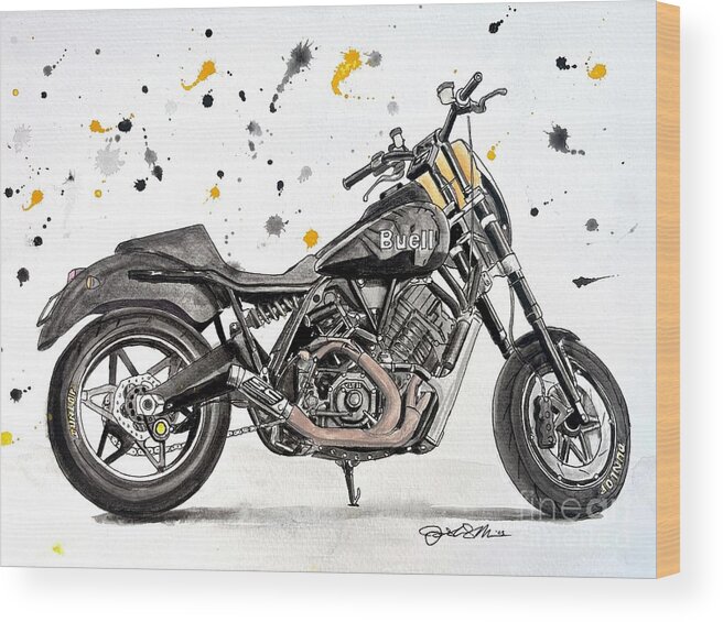 Buell Wood Print featuring the drawing Sport Cruiser by Joshua Navarra