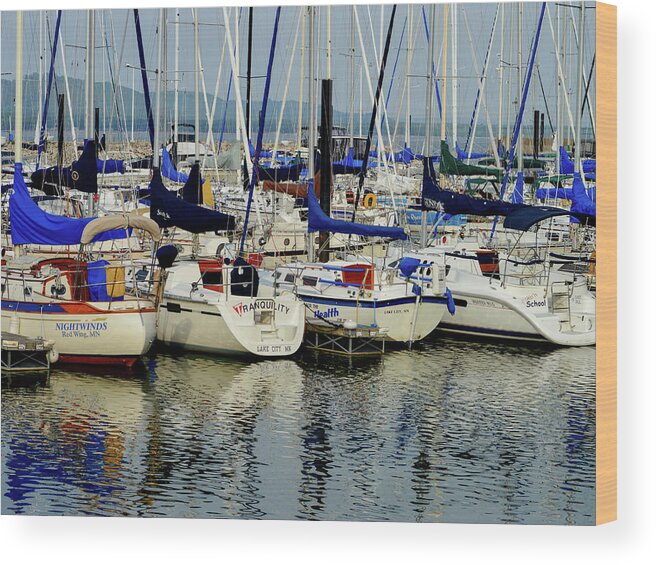 Lake City Marina Wood Print featuring the photograph Calm Waters by Susie Loechler