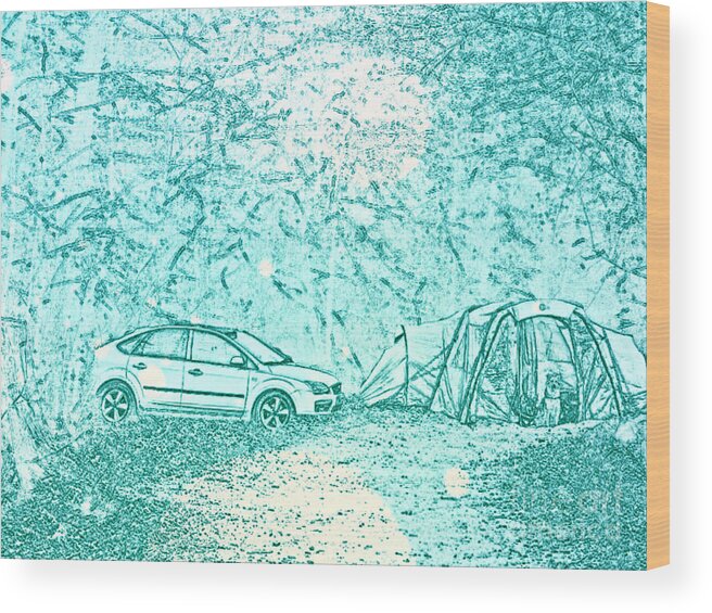 Newby Wood Print featuring the digital art Camping By Moonlight Edit This 62 by Cindy's Creative Corner