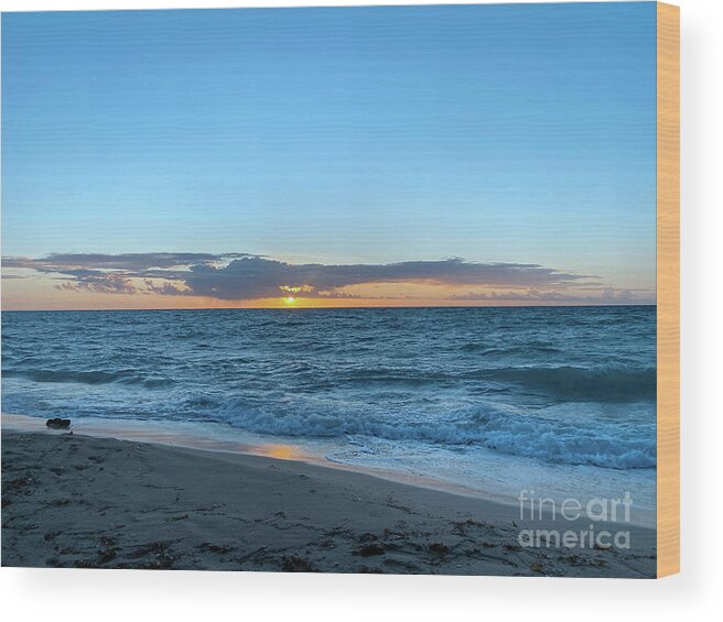 Cancun Wood Print featuring the photograph Cancun Sunset on the Beach A by Shelly Tschupp