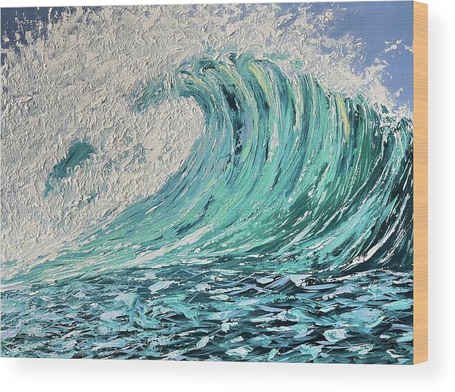 Oil Wood Print featuring the painting Caribbean Wave by Lisa White