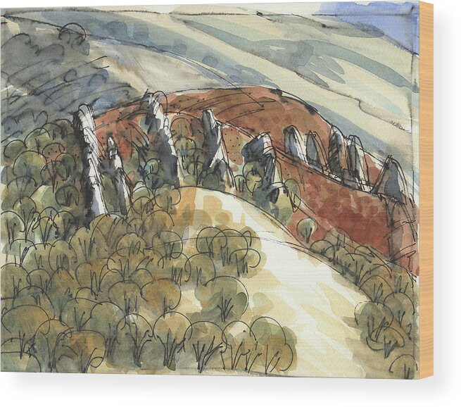 California Wood Print featuring the painting Castle Rocks by Judith Kunzle