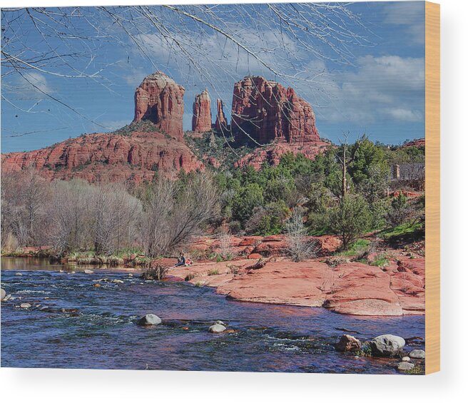 Sedona Wood Print featuring the photograph Cathedral Rock in Winter by Al Judge