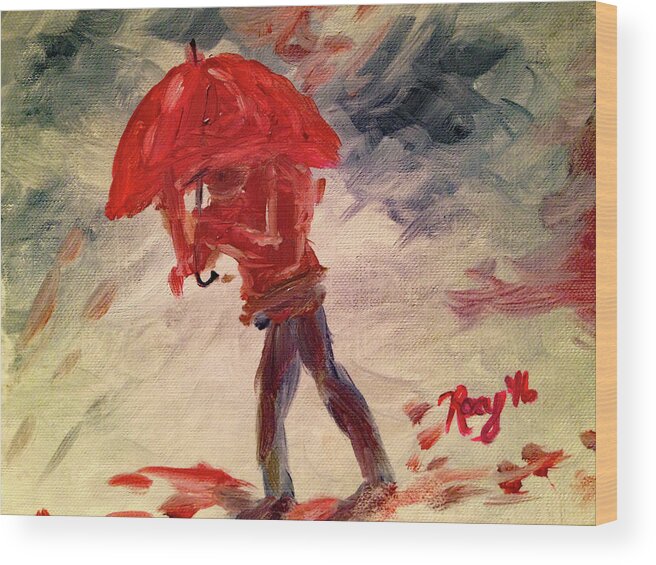 Rain Wood Print featuring the painting Caught by Roxy Rich