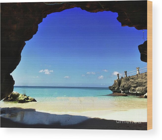 Tinian Wood Print featuring the photograph Caved in Blue by On da Raks