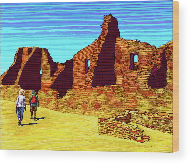 Southwest Wood Print featuring the digital art Chaco Visitors by Rod Whyte