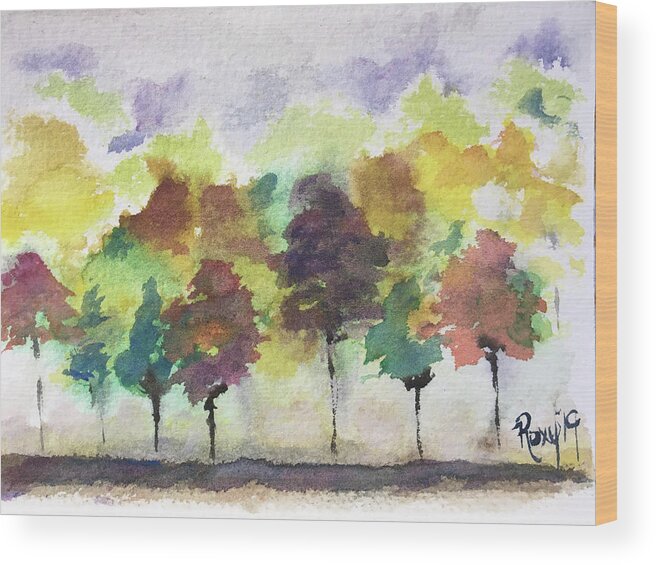 Trees Wood Print featuring the painting Changing Season by Roxy Rich