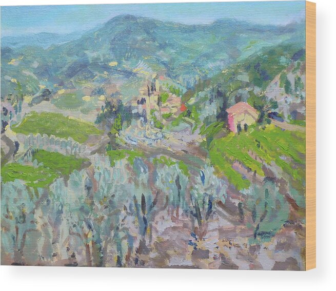 Bucolic Wood Print featuring the painting Chianti by Nancy Shuler