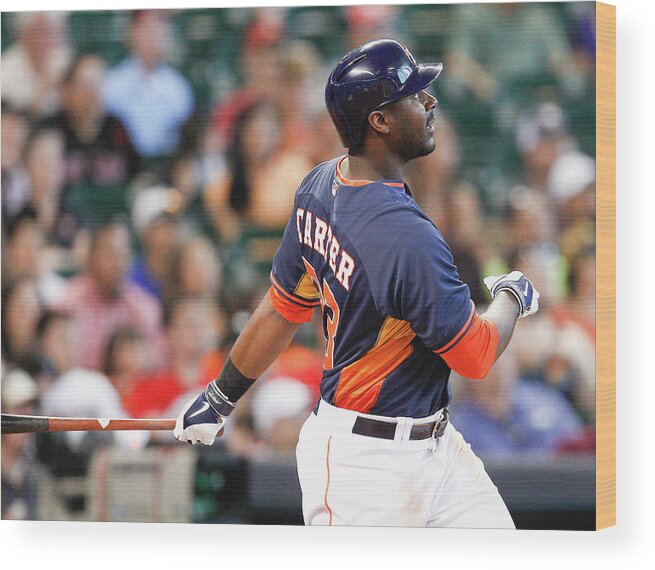 American League Baseball Wood Print featuring the photograph Chris Carter by Bob Levey