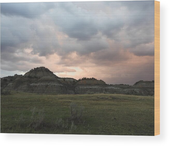 Clouds Wood Print featuring the photograph Clay Buttes and Stormy Skies by Amanda R Wright