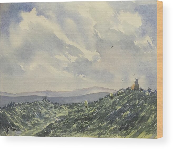 Watercolour Wood Print featuring the painting Cloudy Skies over Fat Betty by Glenn Marshall