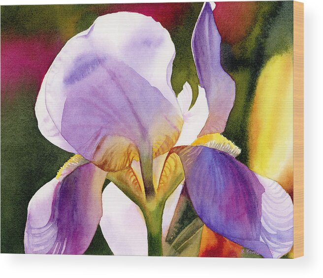 Iris Wood Print featuring the painting Colorful Iris by Espero Art
