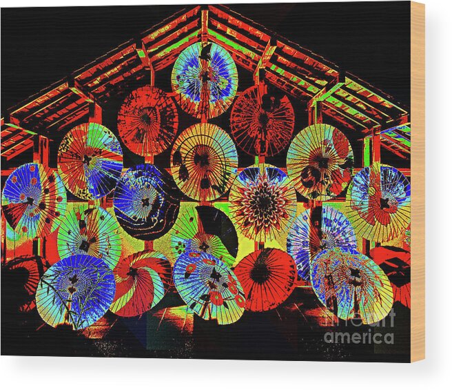 Lanterns Wood Print featuring the digital art Colorful Lanterns by Mimulux Patricia No