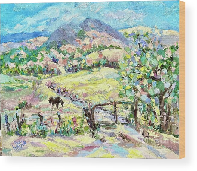 Horse Wood Print featuring the painting Colors of Taos by Patsy Walton