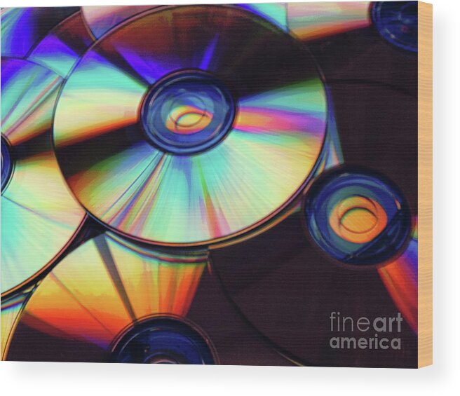 Compact Disks Wood Print featuring the digital art Compact Disks by Phil Perkins