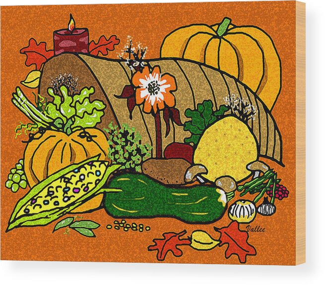 Thanksgiving Wood Print featuring the digital art Cornucopia by Vallee Johnson