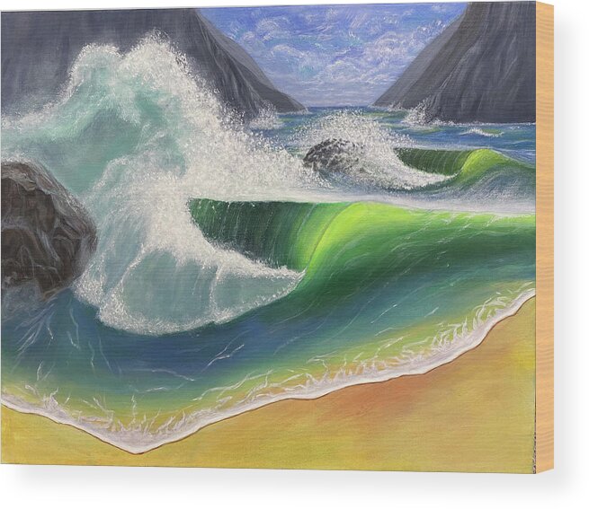 Best Selling Wood Print featuring the painting Crashing Waves by Dorsey Northrup
