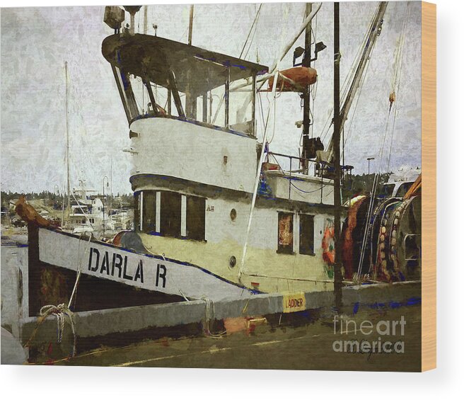 Boats Wood Print featuring the digital art Darla R. by Rebecca Langen