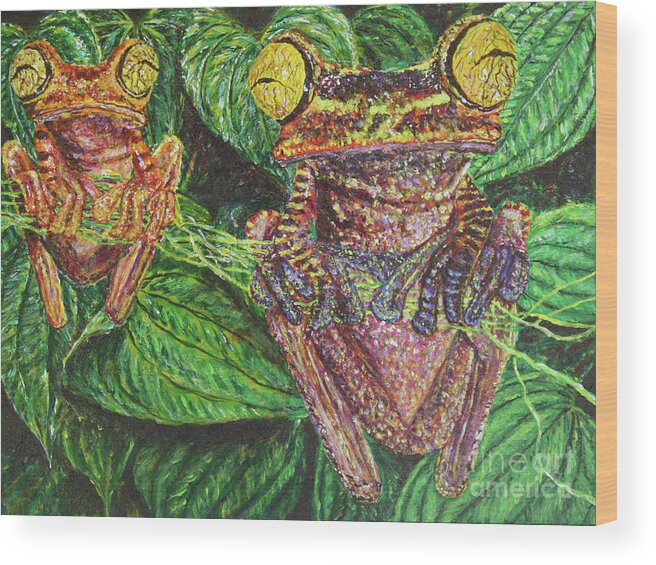 Frogs Wood Print featuring the painting Date Night by David Joyner