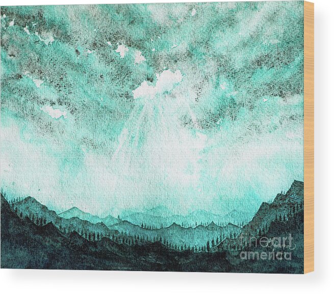 Mountains Wood Print featuring the painting Daybreak by Aparna Pottabathni