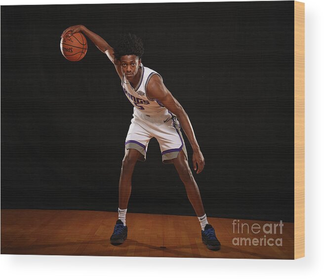 Nba Pro Basketball Wood Print featuring the photograph De'aaron Fox by Brian Babineau