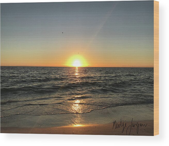 Sunset Wood Print featuring the photograph December Sunset on Lido Beach by Medge Jaspan