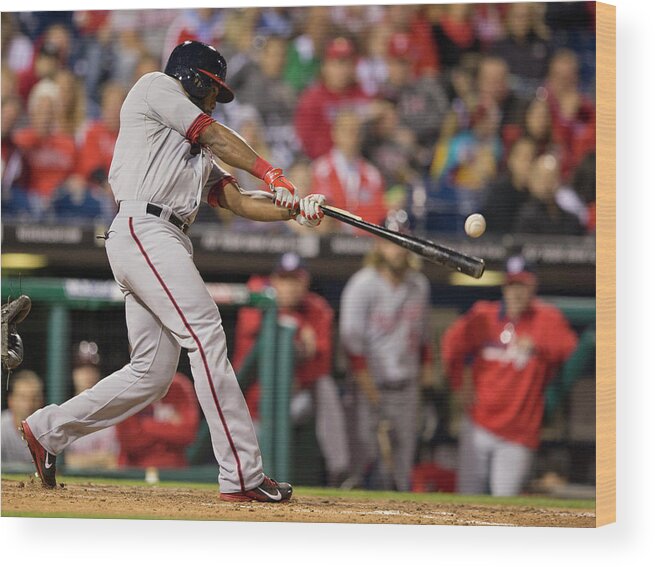 Citizens Bank Park Wood Print featuring the photograph Denard Span by Mitchell Leff