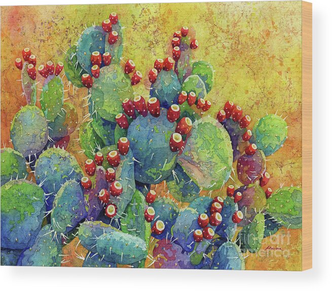 Cactus Wood Print featuring the painting Desert Gems by Hailey E Herrera
