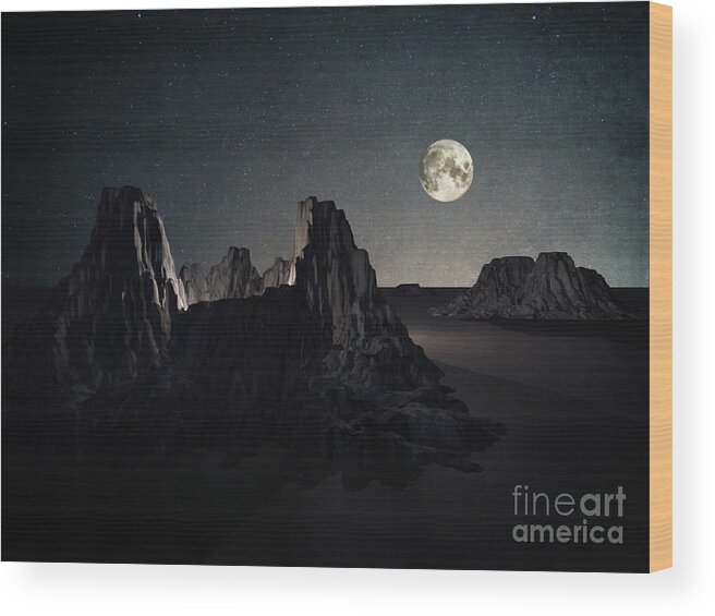 Mountains Wood Print featuring the digital art Desert Life by Phil Perkins