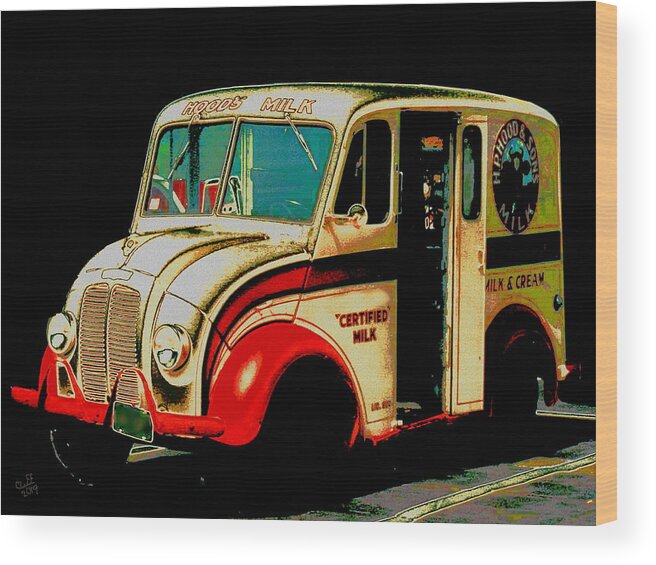 Vintage Vehicle Wood Print featuring the digital art Divco Milk Truck by Cliff Wilson