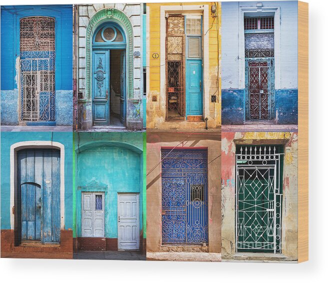 Doors Wood Print featuring the photograph Doors of Cuba by Delphimages Photo Creations