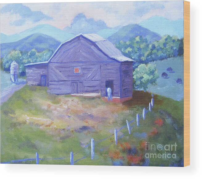 Farm Wood Print featuring the painting Dr. Brown's Bison Farm by Anne Marie Brown