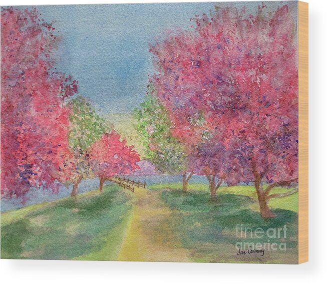 Trees Wood Print featuring the painting Dream of Springtime in Boulder, CO by Sue Carmony