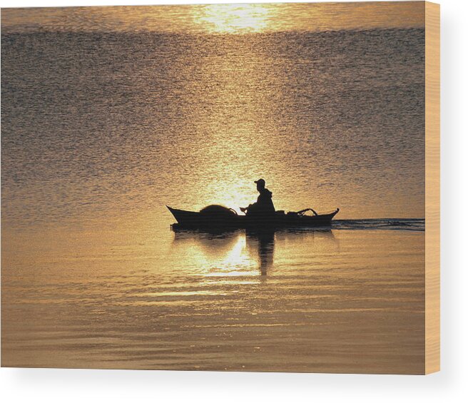 Asia Wood Print featuring the photograph Early Morning Fisherman by David Desautel