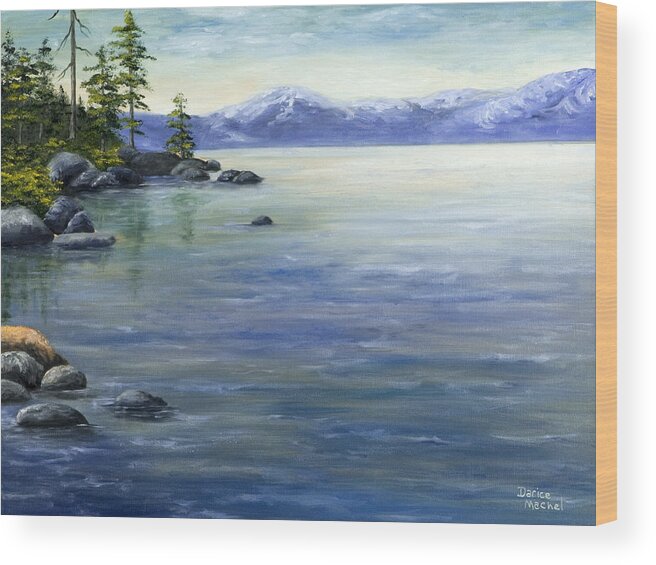 Lake Tahoe Wood Print featuring the painting East Shore Lake Tahoe by Darice Machel McGuire